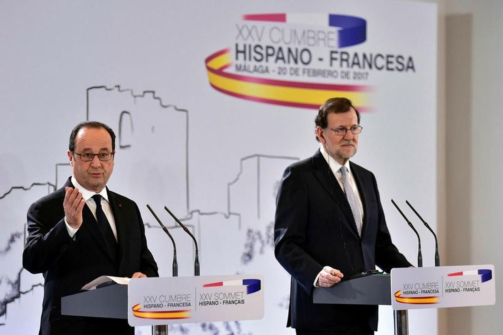 François Hollande, forseti Frakklands, og Mariano Rajoy, forsætisráðherra Spánar.