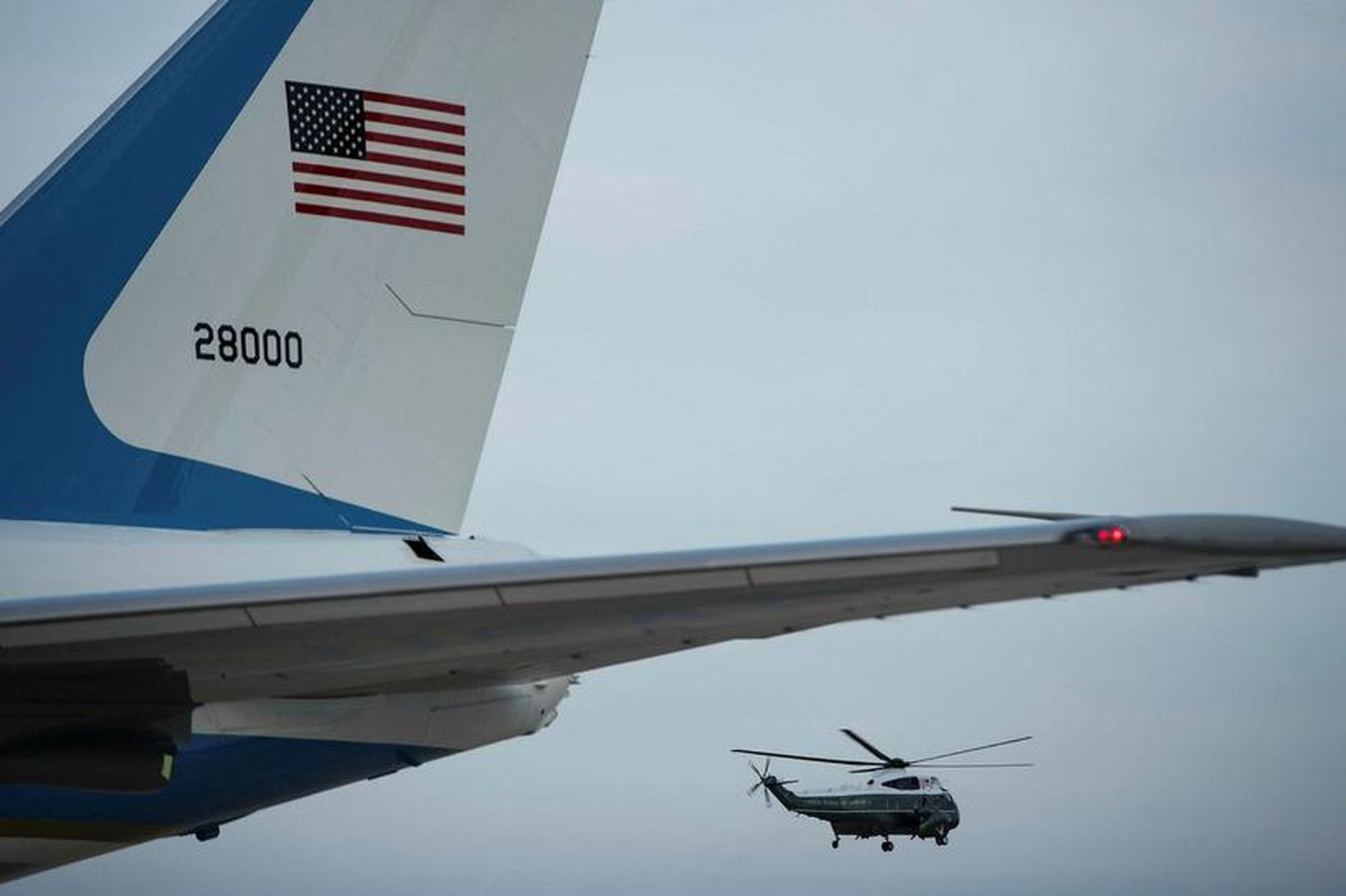 Flugvél forseta Bandaríkjanna, Air Force One, er geymd í Andrews-herstöðinni.