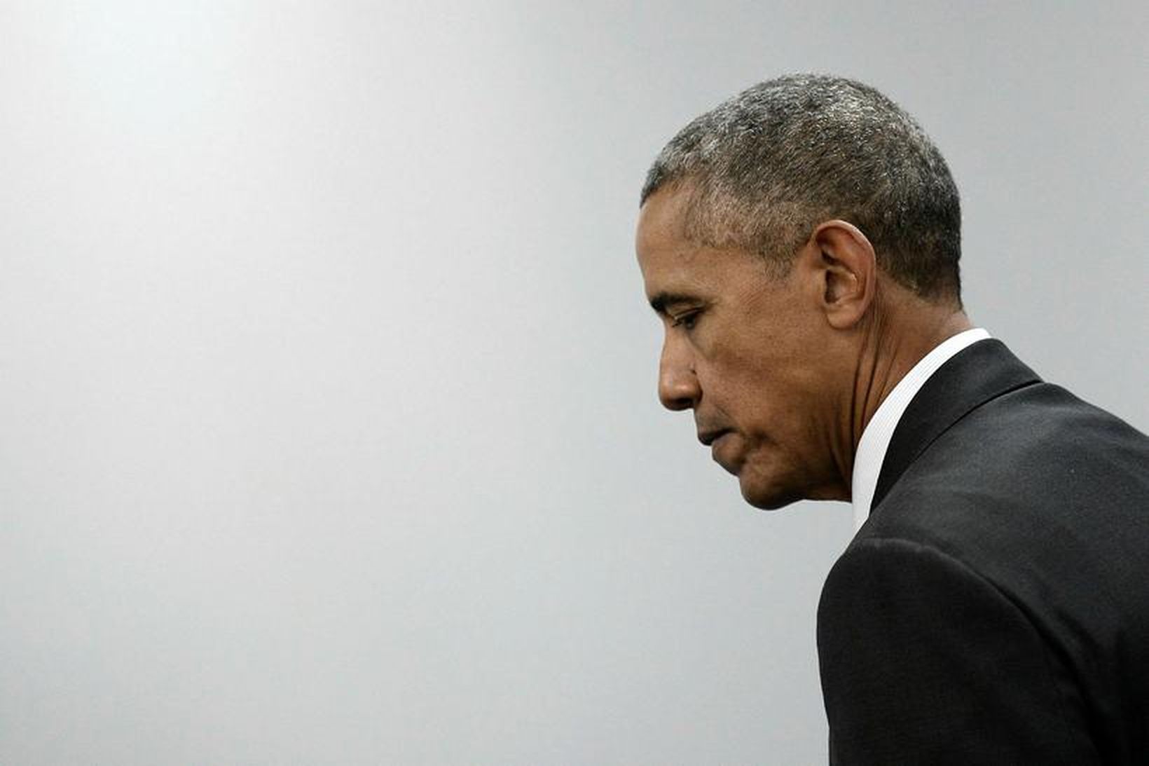 Barack Obama, forseti Bandaríkjanna, í Varsjá í dag.