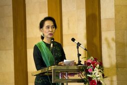 Aung San Suu Kyi, leiðtogi stjórnarandstöðunnar í Búrma.
