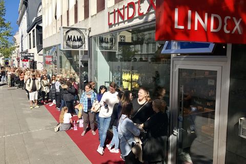 A long queue formed outside the Lindex lingerie store in downtown Reykjavik.