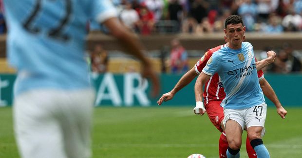 Phil Foden í leiknum í dag.
