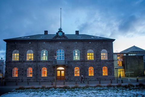 Alþingishúsið, the Icelandic parliamentary building.