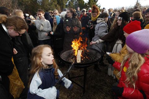 A pagan celebration at the solar eclipse in Öskjuhlíð.
