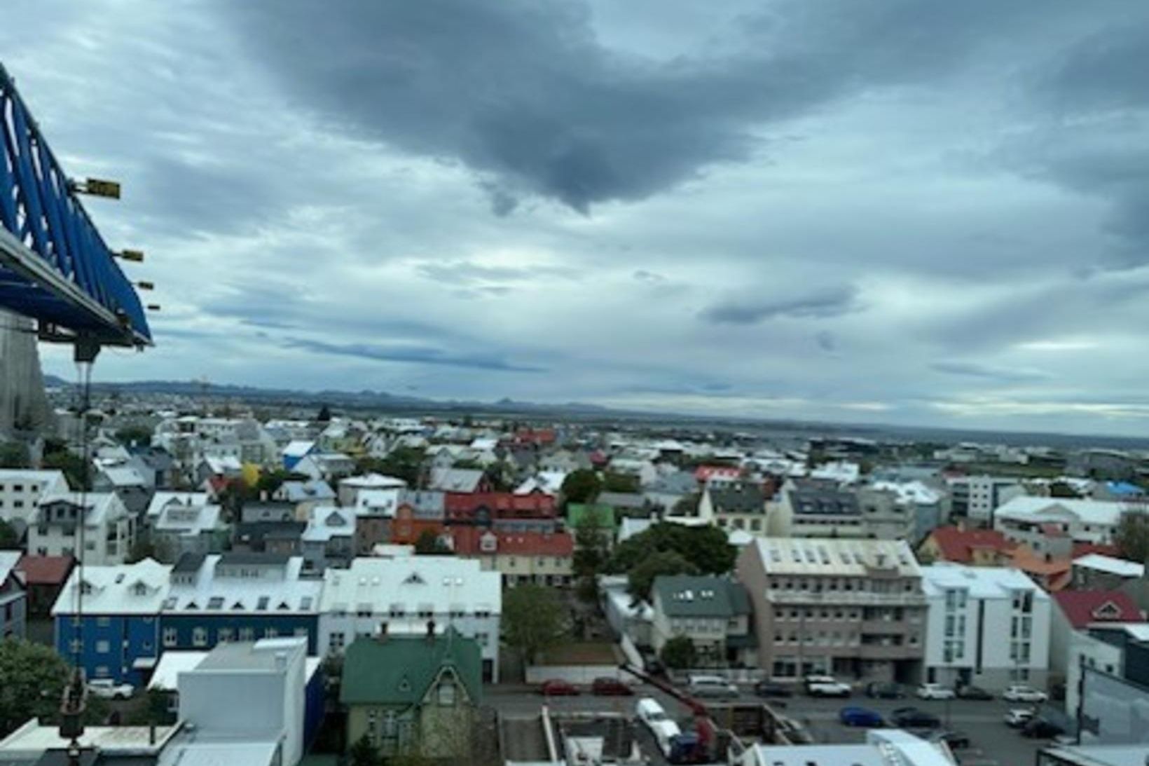 Horft í átt að Reykjanesinu úr byggingarkrananum. Myndina tók Björn …