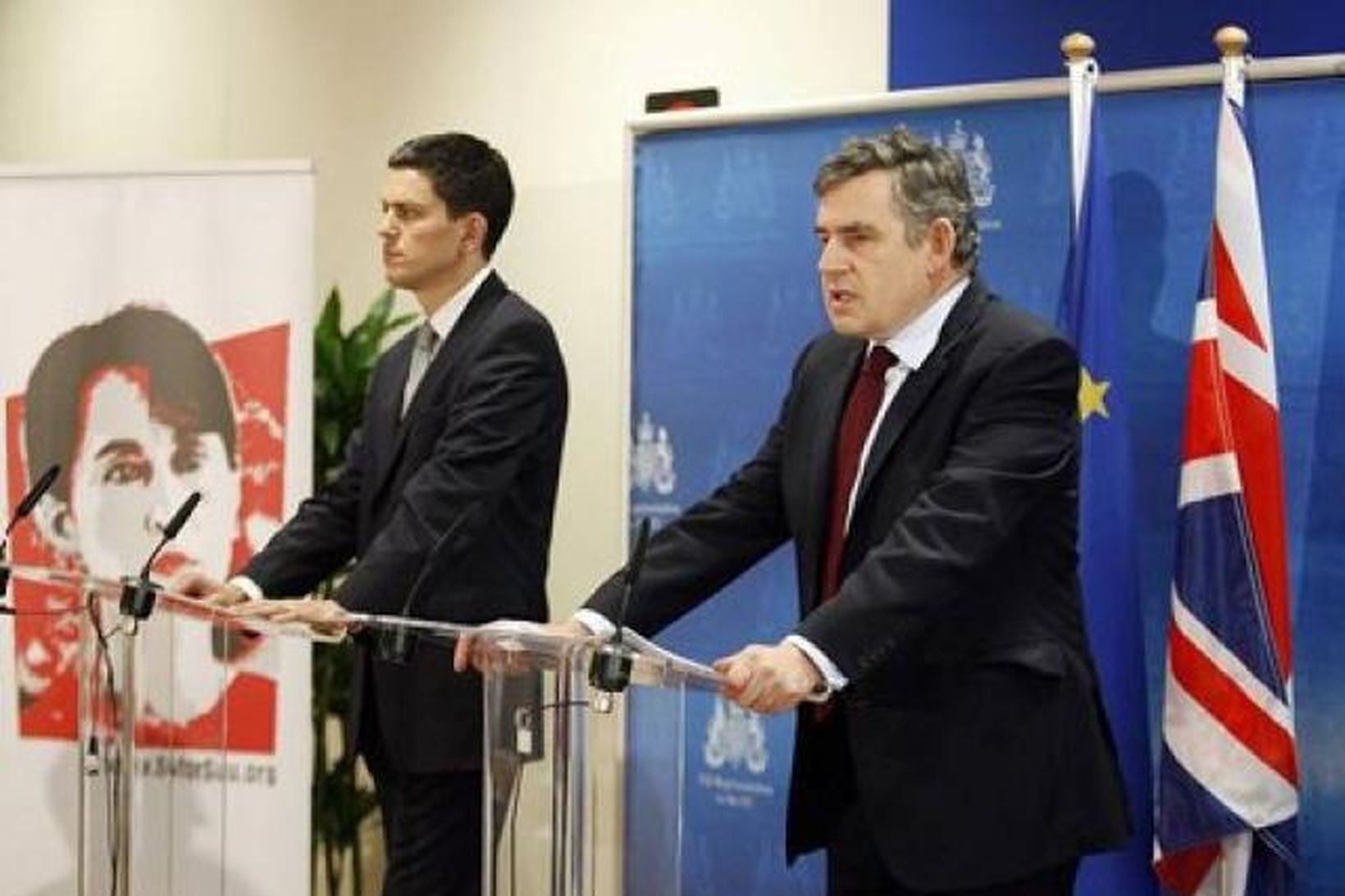 David Miliband og Gordon Brown.