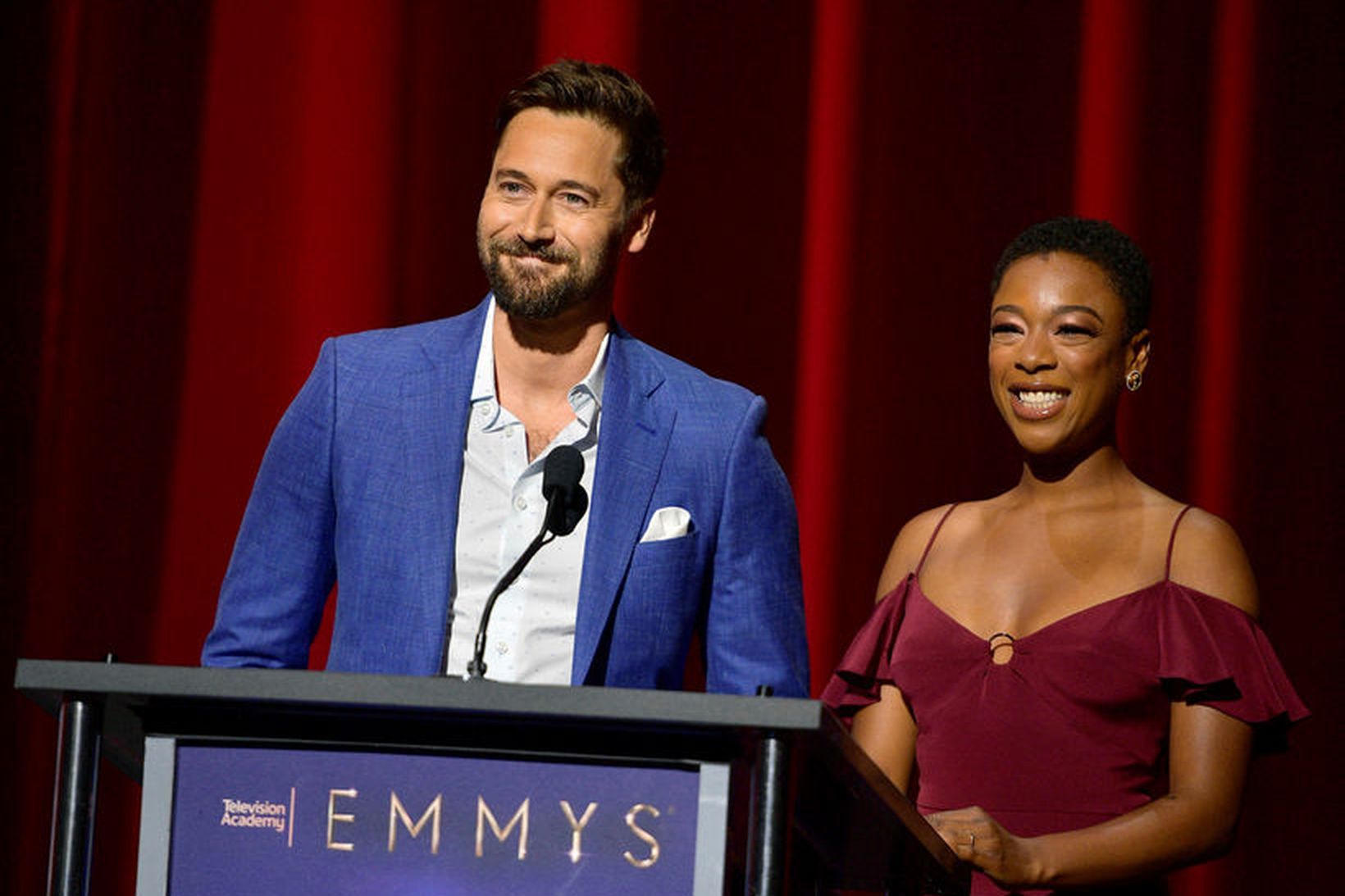 Leikararnir Ryan Eggold og Samira Wiley kynntu tilnefningar til Emmy-verðlaunanna …