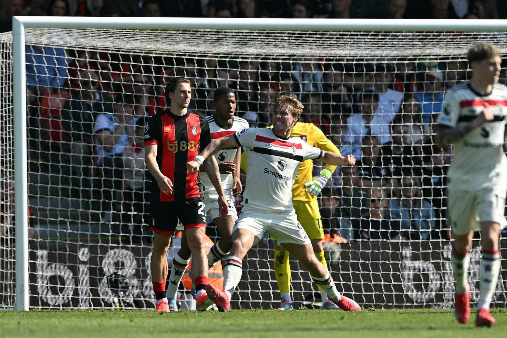 Rasmus Höjlund skoraði eina mark United í dag.