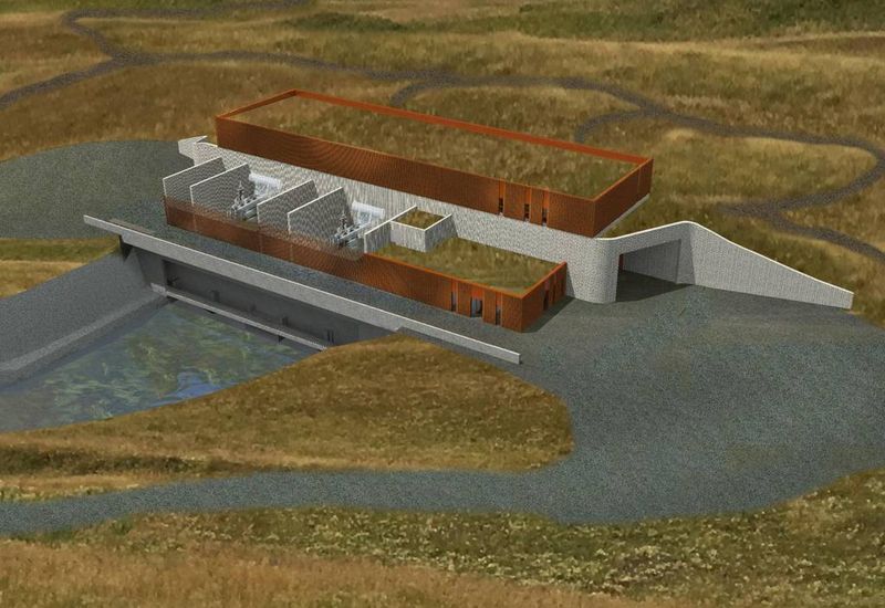 This is what the Hvammsvirkjun power station is intended to look like once completed, though the construction of the plant remains uncertain.