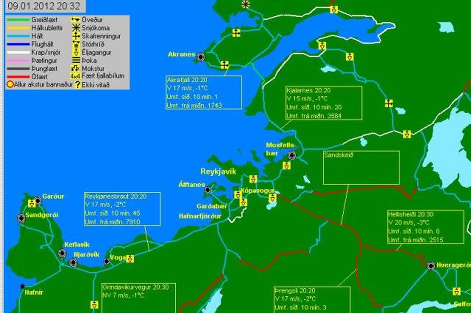Skjáskot af vef Vegagerðarinnar.