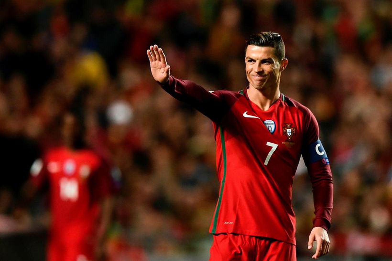 Cristiano Ronaldo, leikmaður Portúgal, í leik liðsins gegn Ungverjalandi.
