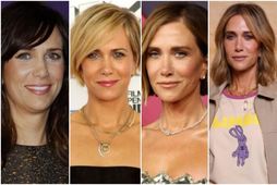 Kristen Wiig í gegnum árin. Myndin lengst til hægri var tekin á tískusýningunni á sunnudag.