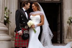 Rory McPhee og Melanie Brown á brúðkaupsdaginn.