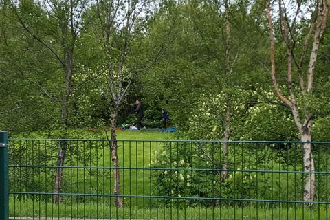 The tourists pitched up a tent right next to the playschool, where  children from 2- 5 years of age attend.