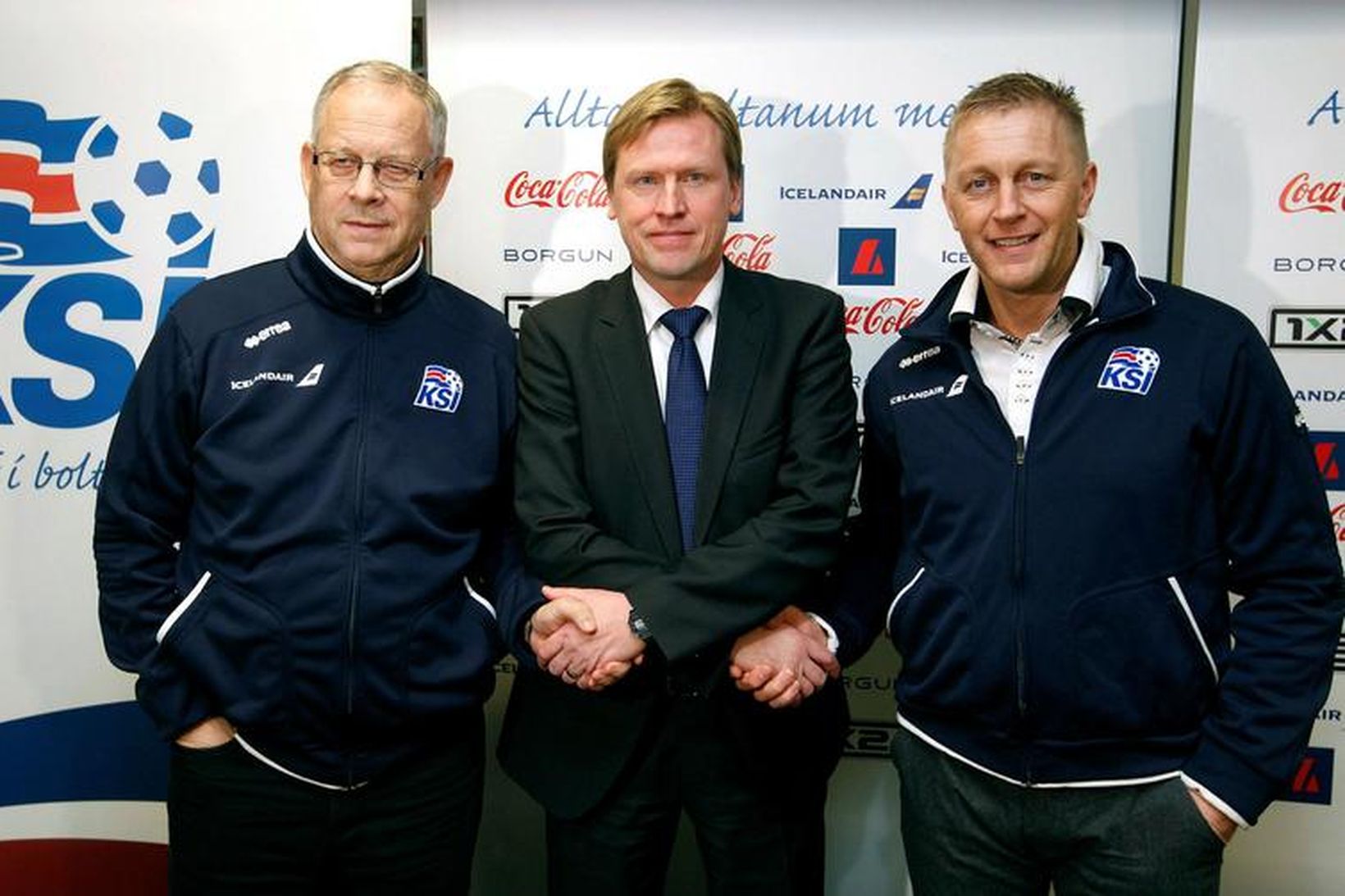 Lars Lagerbäck, Geir Þorsteinsson og Heimir Hallgrímsson