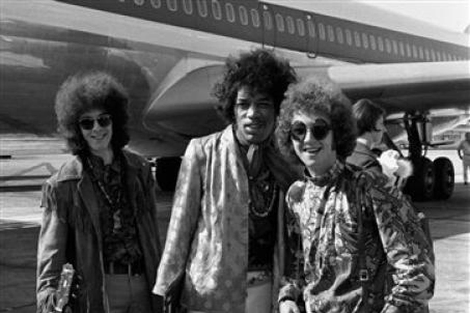 Noel Redding, Jimi Hendrix og Mitch Mitchell sjást hér saman …