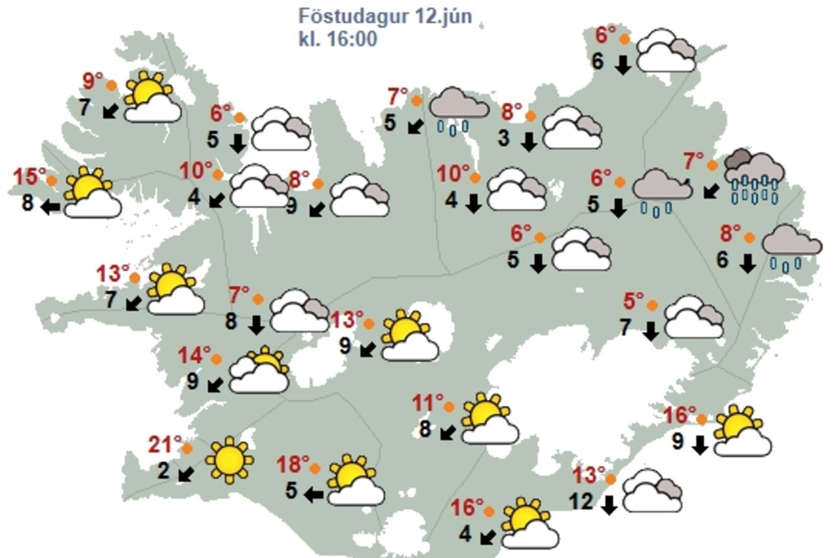 Spáir bongóblíðu í höfuðborginni á föstudaginn