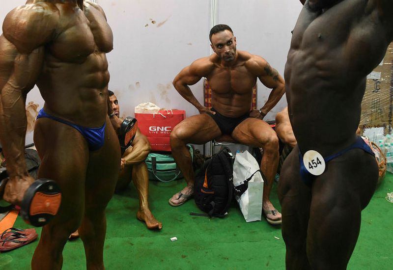 The picture is from a body-building contest in India.