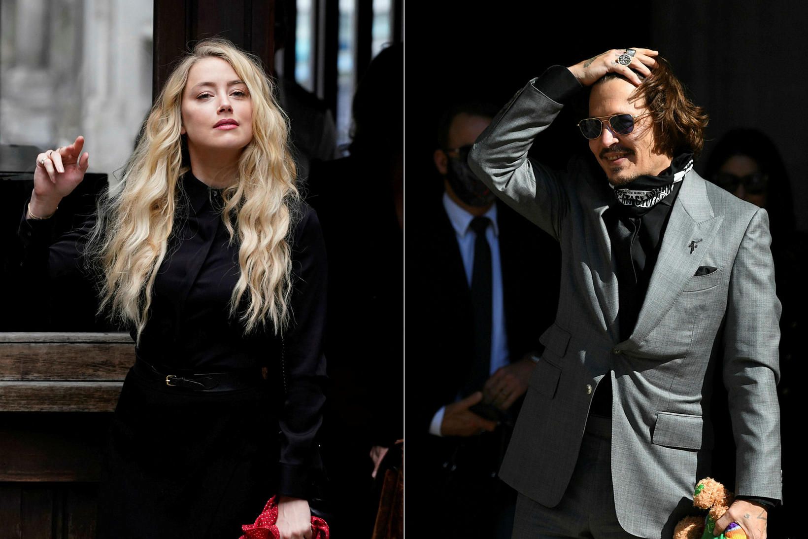 Amber Heard og Johnny Depp á lokadegi réttarhaldanna í London …