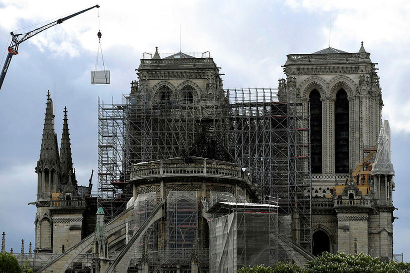 Notre Dame-dómkirkjan skemmdist mikið í eldsvoðanum 15. apríl 2019.