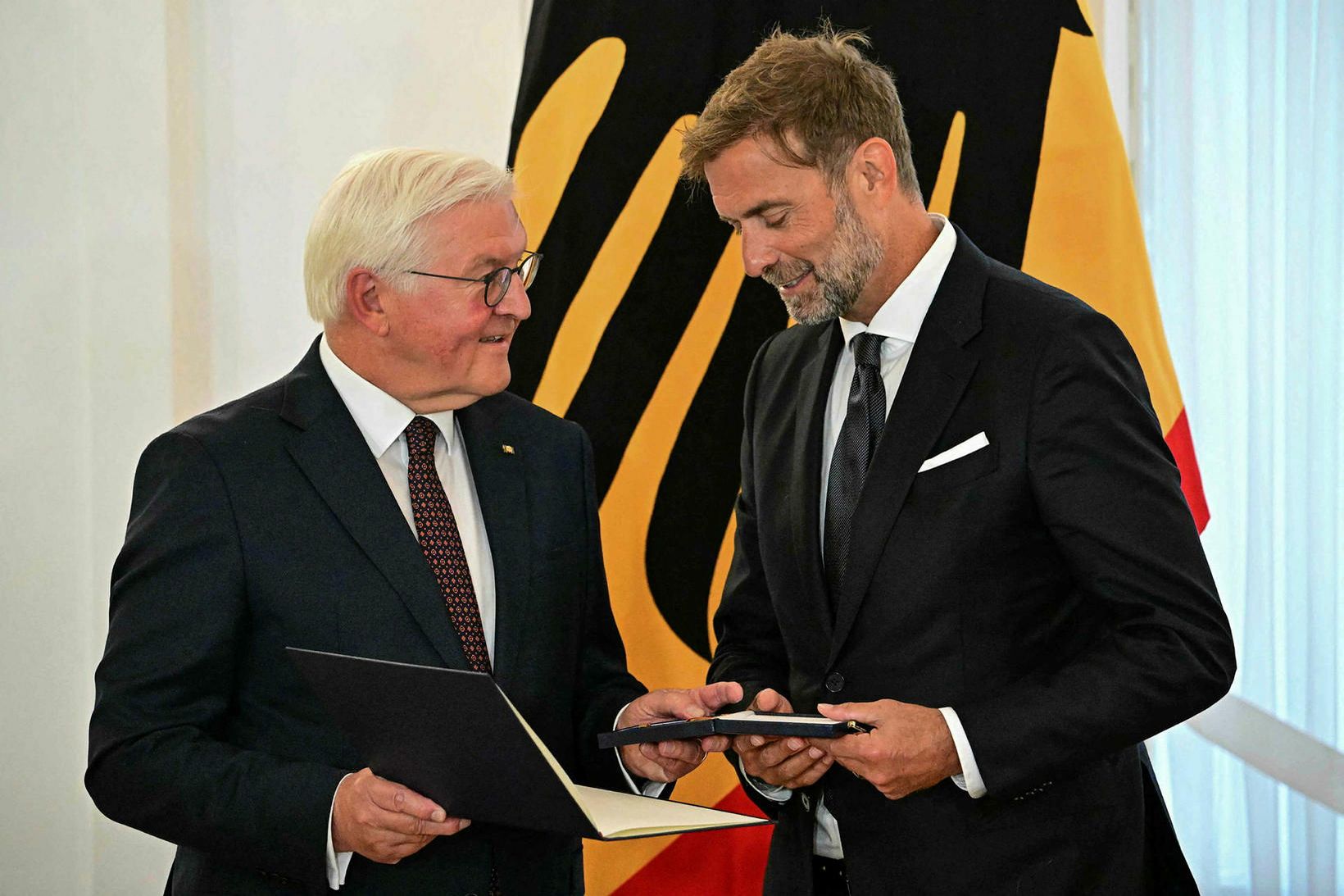 Jürgen Klopp ásamt forsetanum Frank-Walter Steinmeier.