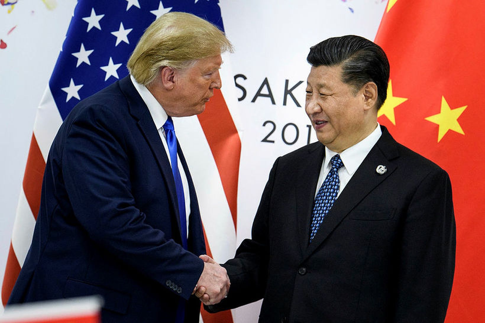 Donald Trump Bandaríkjaforseti og Xi Jinping Kínaforseti á G20-fundinum í …