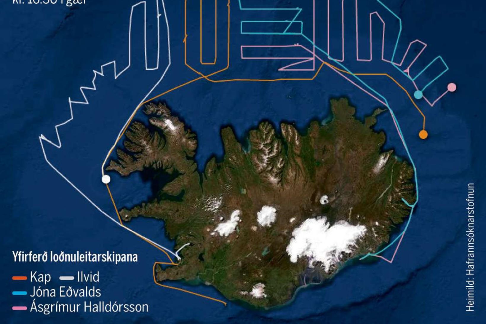 Hafís hamlaði loðnuleit á svæði úti af Vestfjörðum.