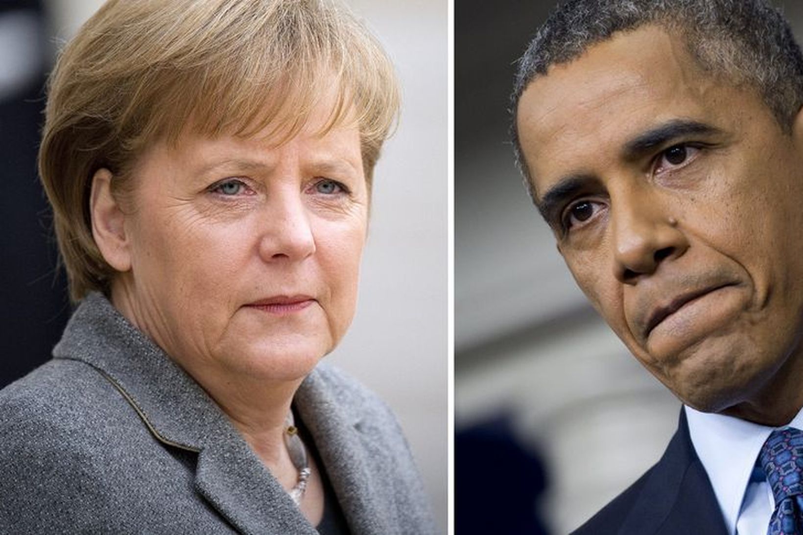 Angela Merkel, kanslari Þýskalands, og Barack Obama, forseti Bandaríkjanna, eigar …