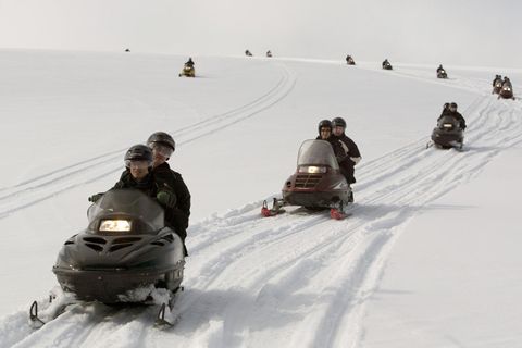 Snowmobile tours are very popular among tourists.