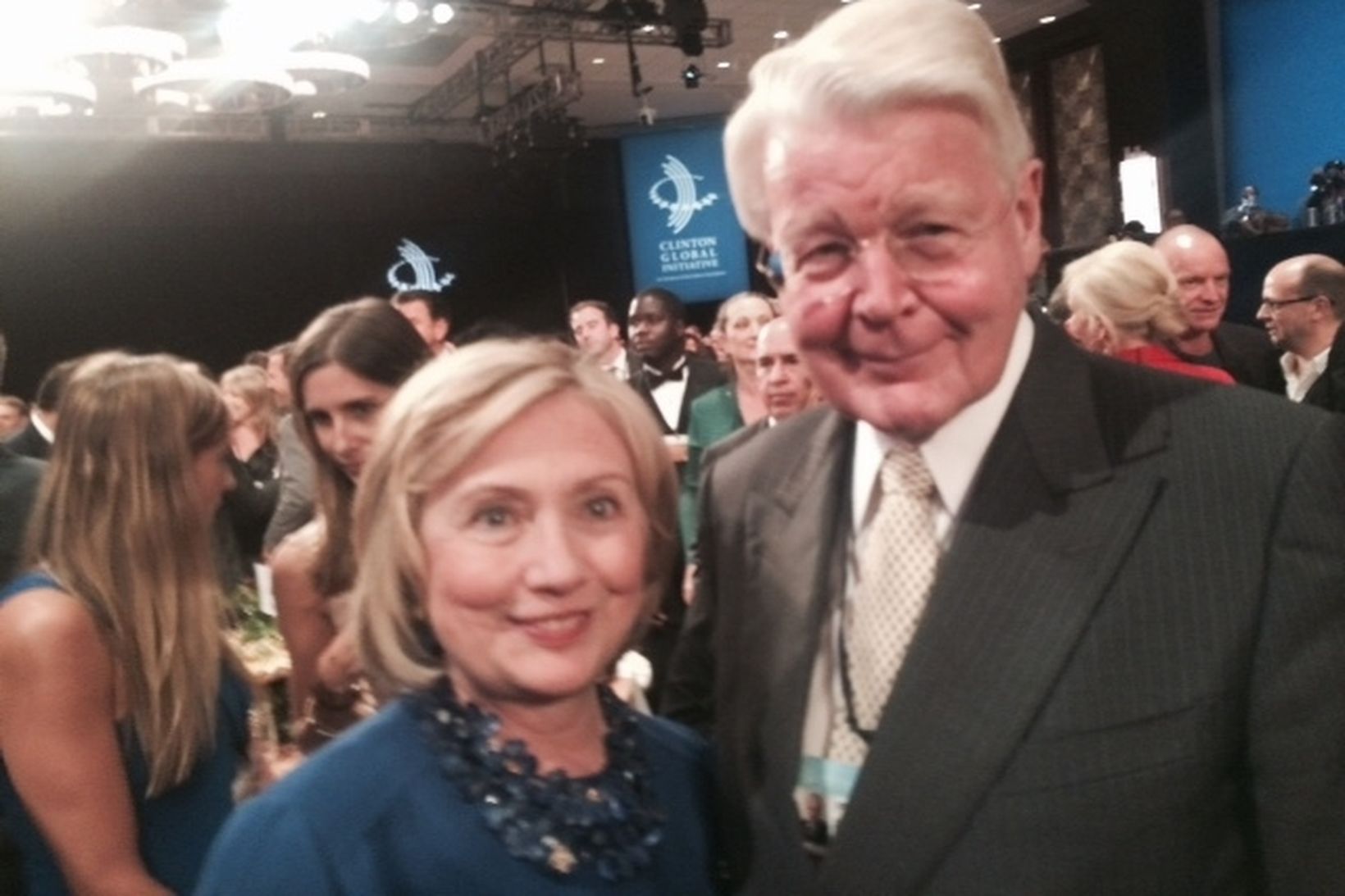 Hillary Clinton og Ólafur Ragnar Grímsson í New York.