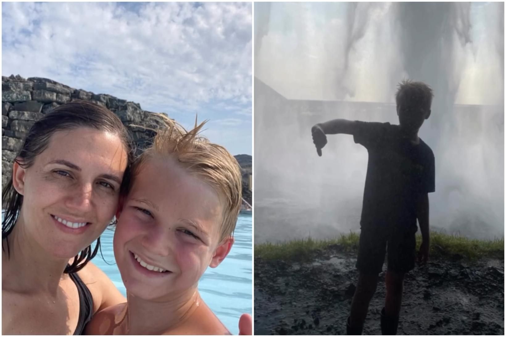 Ferðaáhrifavaldurinn Emily Hodge ásamt syni sínum í ferð um Ísland.