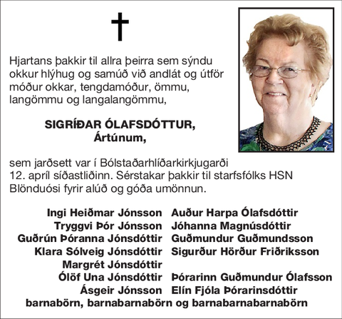 Sigríðar Ólafsdóttur,