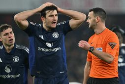 Harry Maguire var afar hissa á að fá dæmt á sig víti í dag.