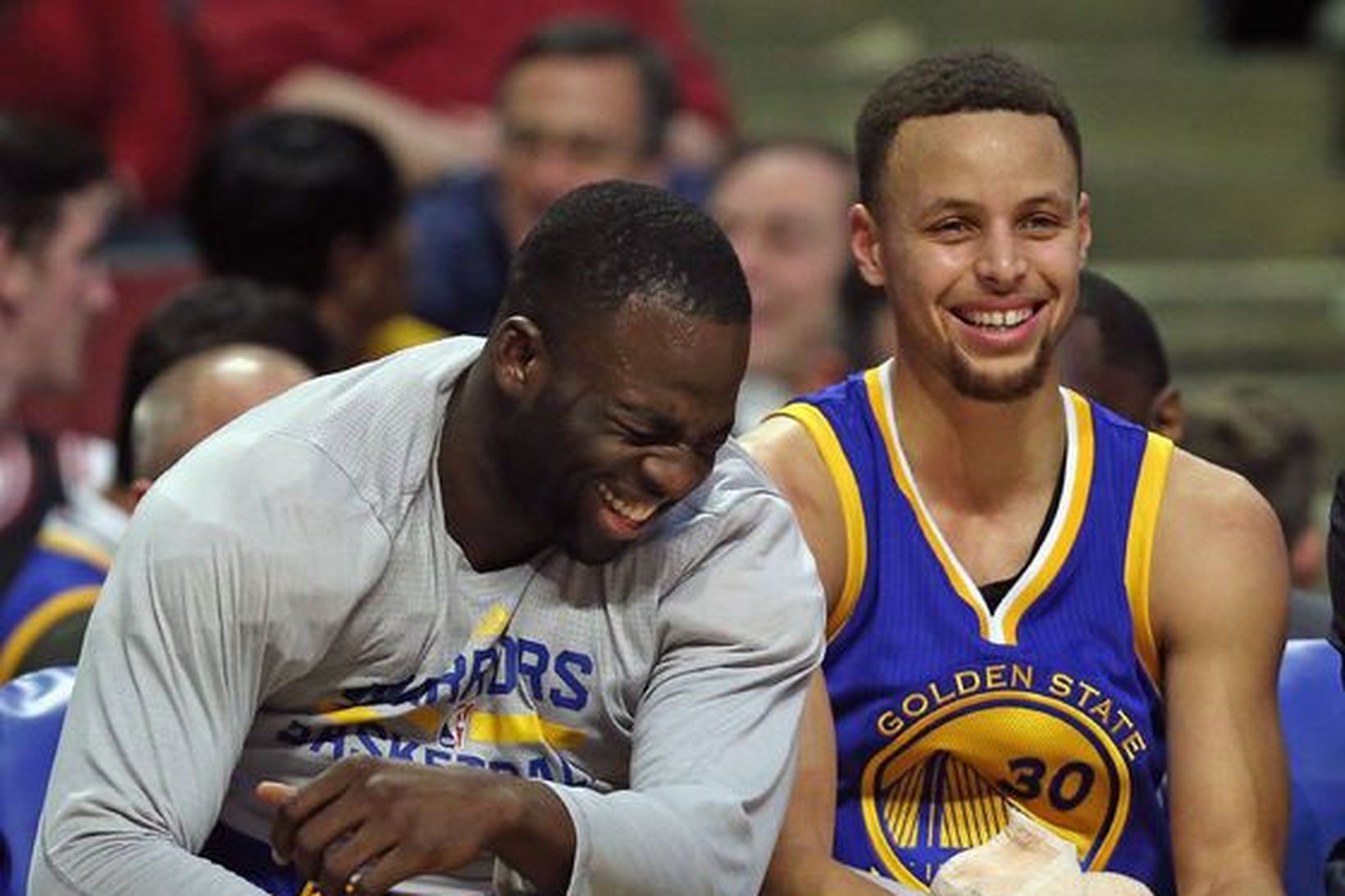 Mönnum leiðist ekki á toppnum. Draymond Green og Stephen Curry …