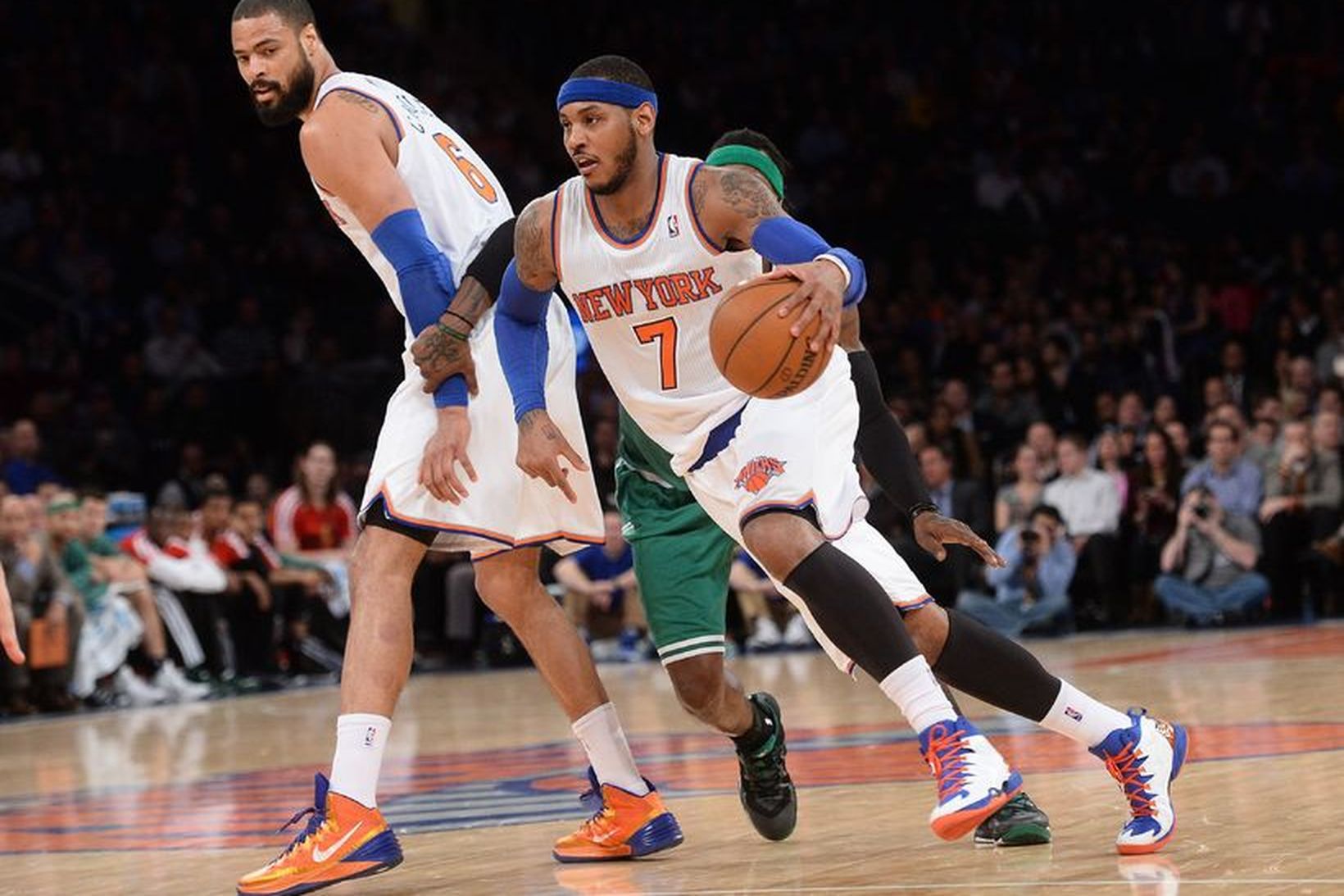 Carmelo Anthony lék afar vel með New York Knicks í …