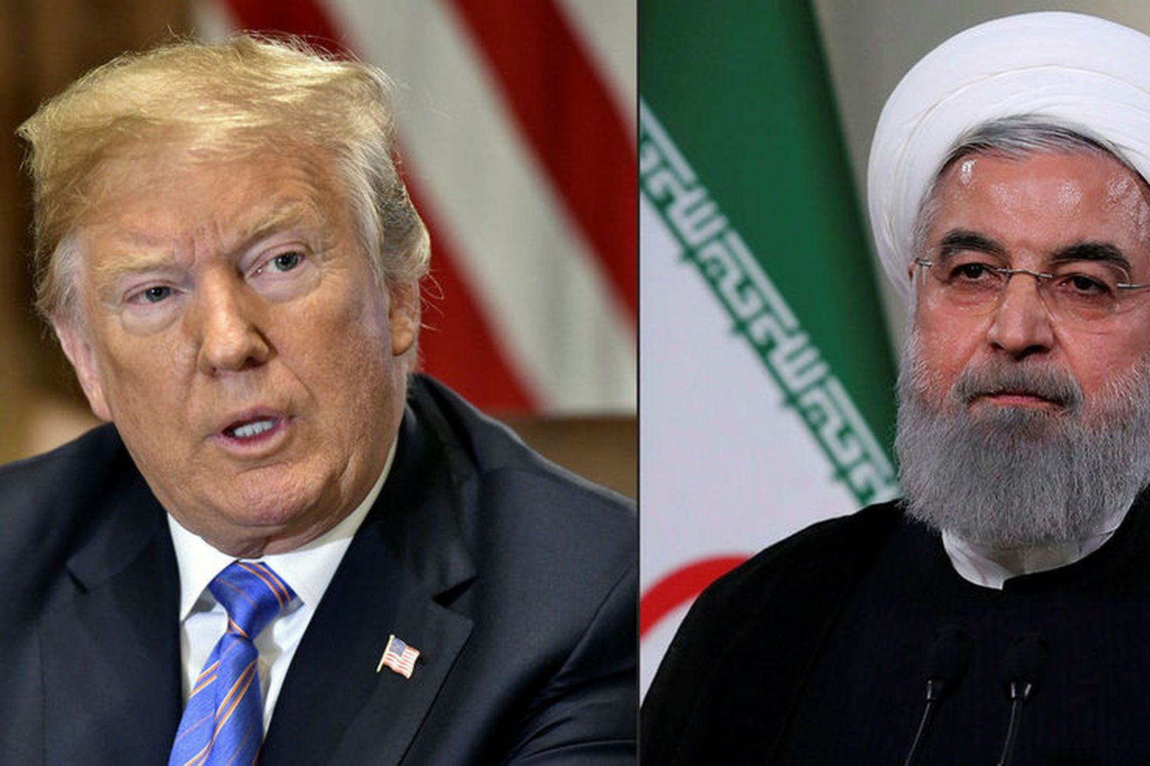 Donald Trump Bandaríkjaforseti og Hassan Rouhani, forseti Írans.