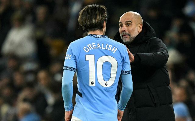 Jack Grealish og Pep Guardiola.