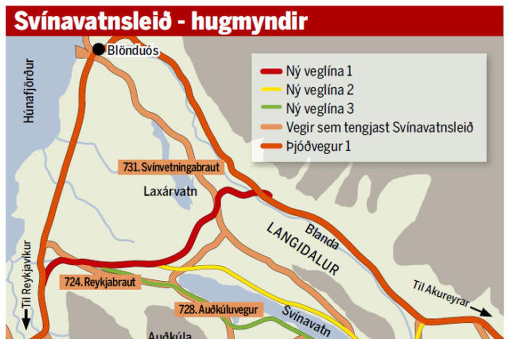 Hugmyndir að Svínavatnsleið.
