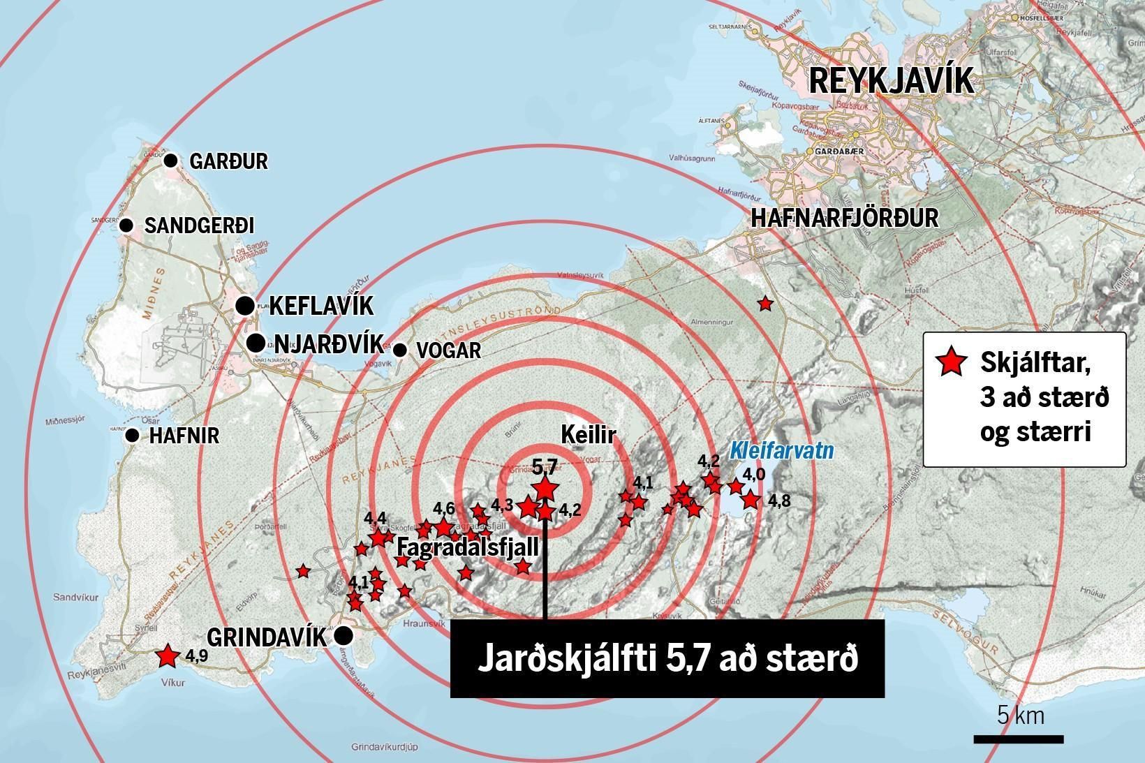 Jarðskjálftahrina hófst á Reykjanesskaga um tíuleytið miðvikudaginn 24. febrúar 2021.