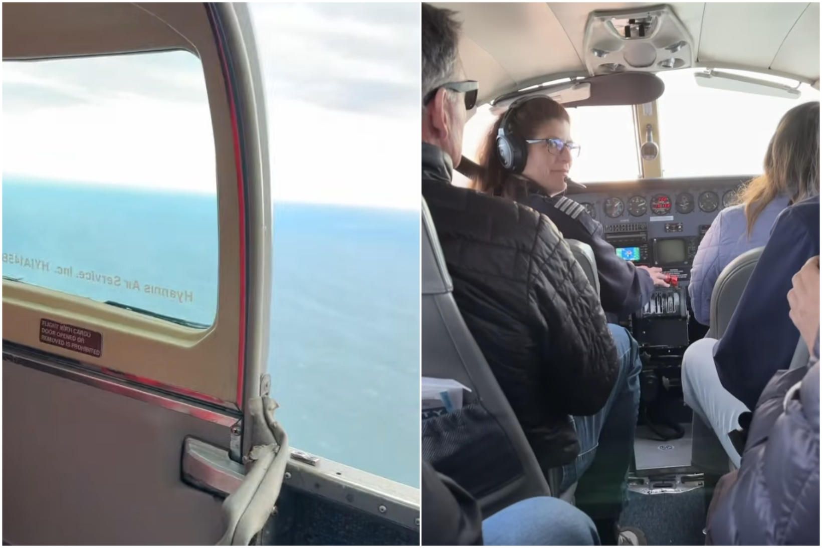 Hurð flugvélar opnaðist í háloftunum