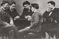 Íslenskir menningarvitar í Kaupmannahöfn árið 1902, f.v.: Guðmundur Benediktsson, Páll Sæmundsson, Sigurður Eggerz, Jóhann Sigurjónsson og Einar Jónsson.