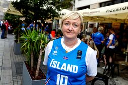 Björg Hafsteinsdóttir í Katowice í dag, spennt fyrir leik kvöldsins.