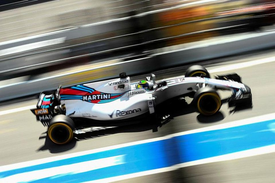 Felipe Massa á Williams í Barcelona í morgun.