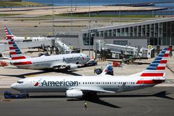 Boeing 737 vélar á LaGuardia-flugvelli í Queens, New York.