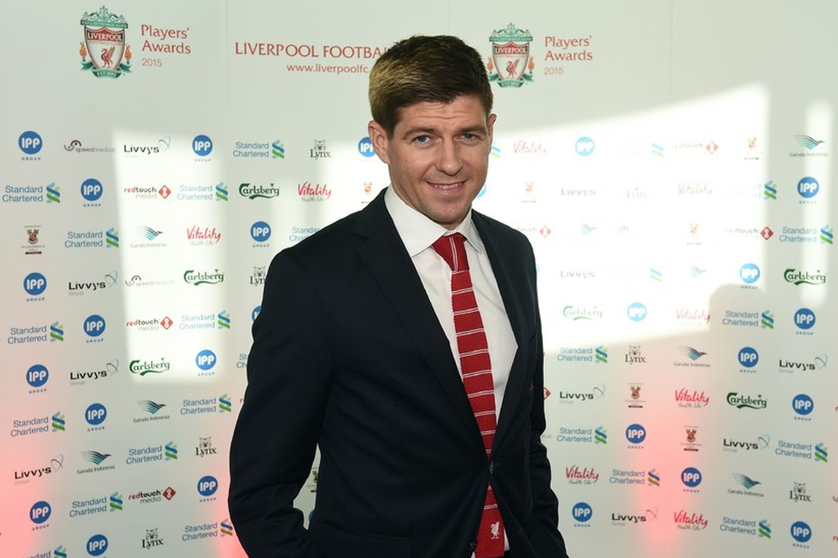 Steven Gerrard æfði með Liverpool í dag.