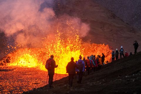 The volcanic eruption in Meradalir.