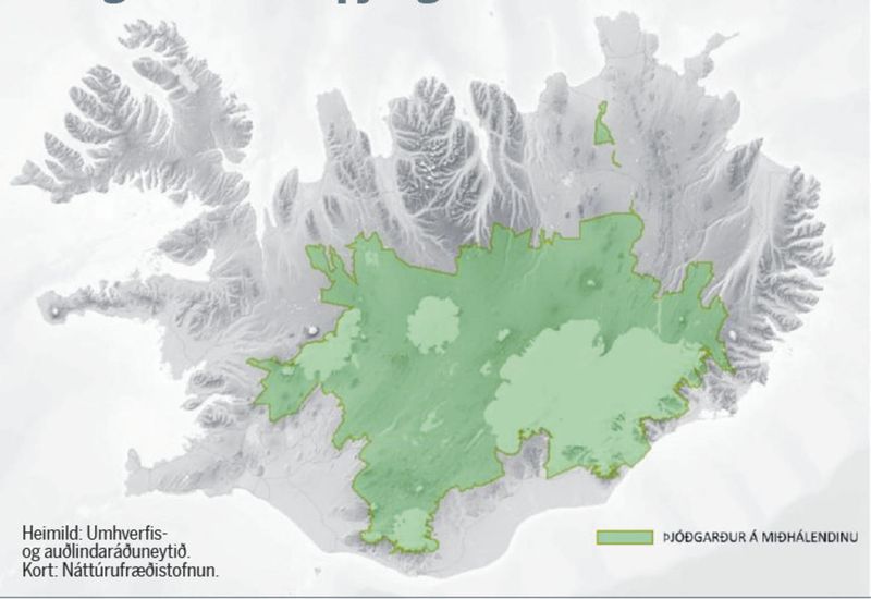 The suggested area of the central highlands park is shown in green.
.