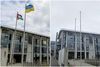 Skorið á böndin á fánum Úkraínu og Palestínu 