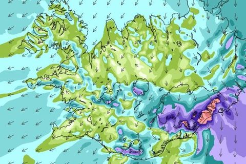 The wind forecast for 11 pm tonight.