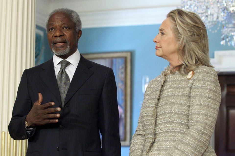 Kofi Annan fundaði með Hillary Clinton í Washington.